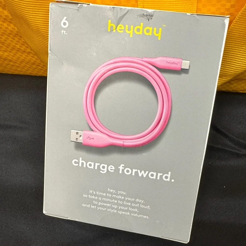 Heyday Vibrant Pink USB-A to USB-C Cable supports usb-c enabled devices 6ft